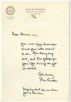 Bill Clinton Signed Hand Written Letter On Arkansas Governor Letterhead (PSA/DNA 10)